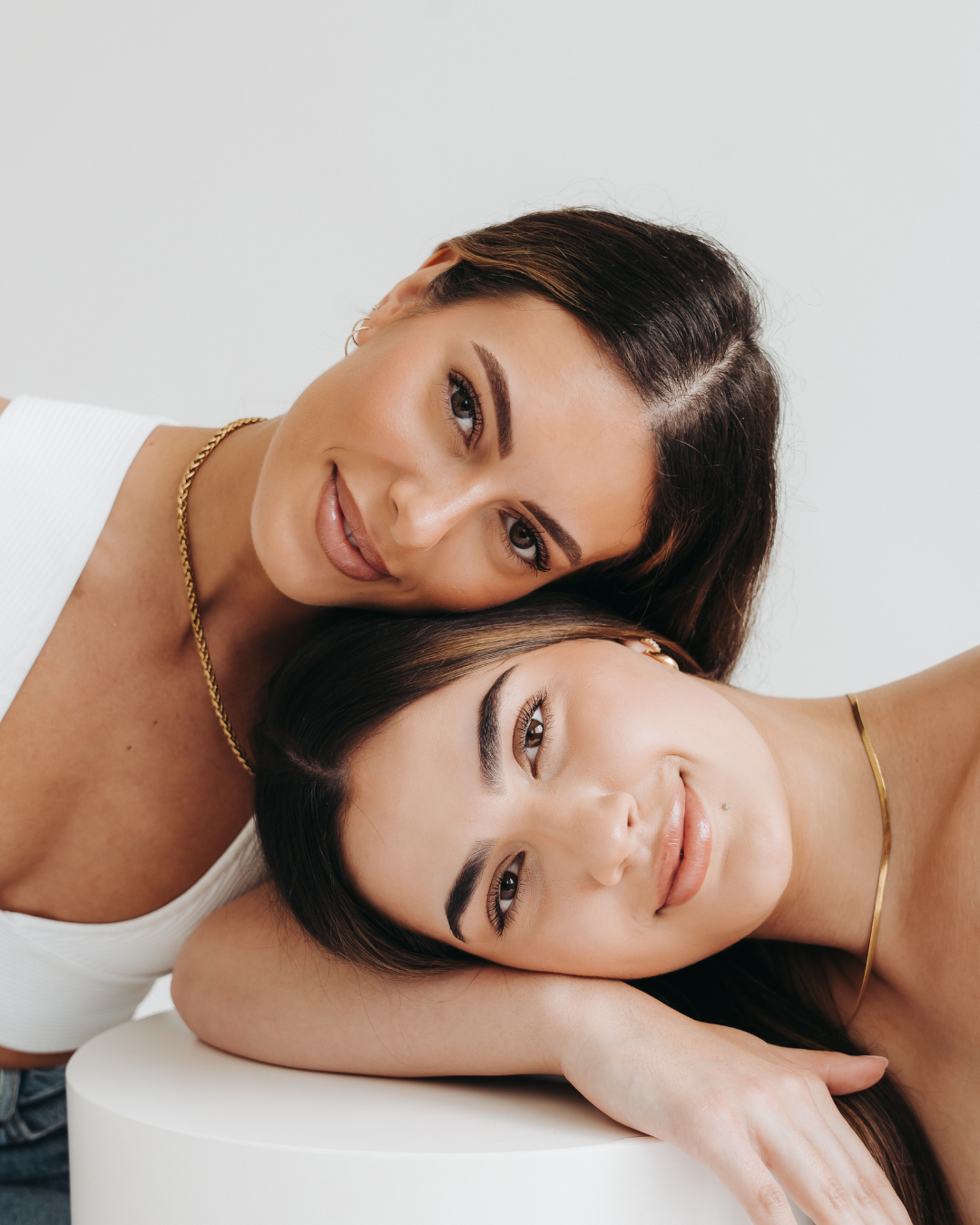 Models after dermaplaning facial